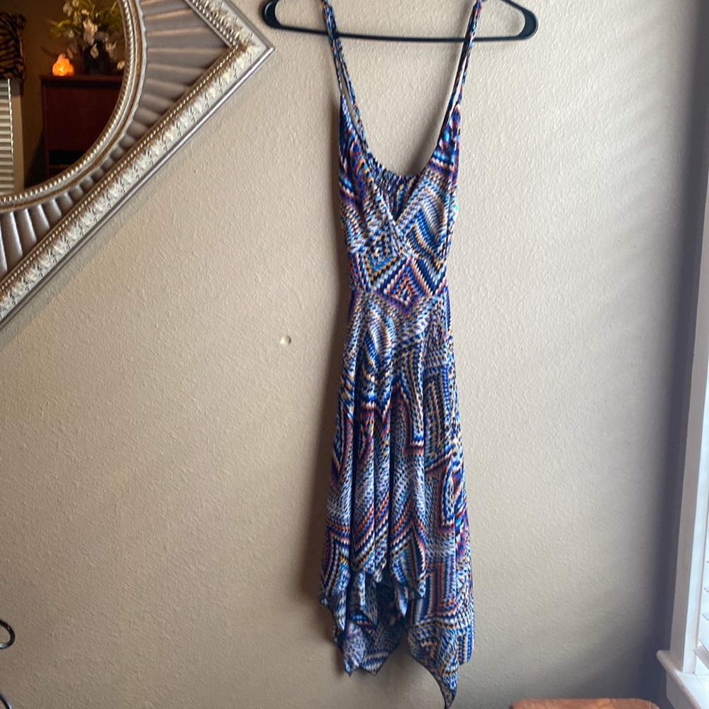 Kris Kross spaghetti strap dress sharp V in the front with jagged hem at bottom